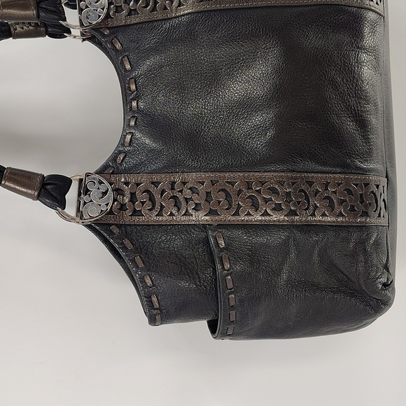 Brighton Black Leather Shoulder Bag Double Strap - Picture 10 of 15